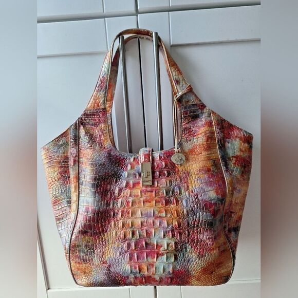Brahmin large bag purse pink gold tones, shimmer - Picture 1 of 10